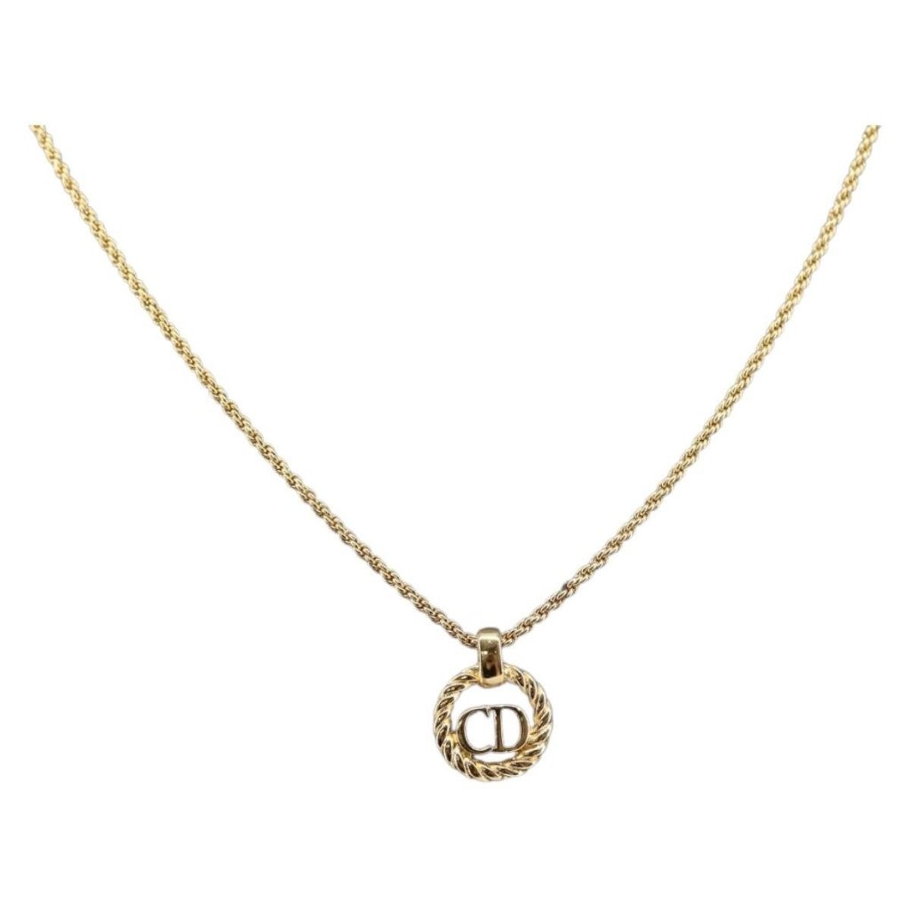 Christian Dior Necklace Metal Gold Auth Sw1691